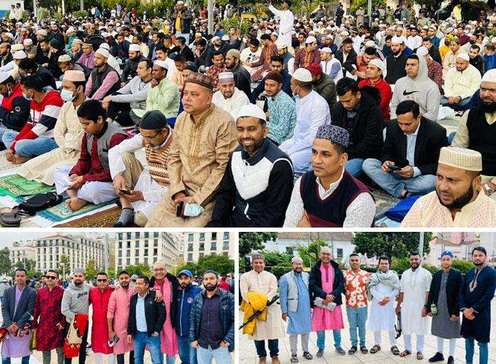 Expatriate Bangladeshis at the biggest Eid Jamaat held at the Matrimonial Park in Lisbon.